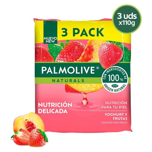 Jabon Corporal Palmolive Naturals Suavidad Natural Yoghurt y Frutas 100 g 3 Pack