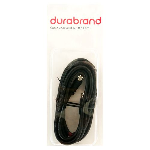 Cable Durabrand Coaxial Rg6 6 Ft/1.8M Color Negro, Modelo Int-121804