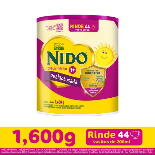 Leche Instantánea Nestlé® NIDO® 1+ Deslactosada Alimento Complementario  Lata- 1.6kg