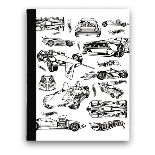 Cuaderno Cosido Pen+Gear Pastas dura de 100 hojas Diseño Hot Wheels Race - unidad