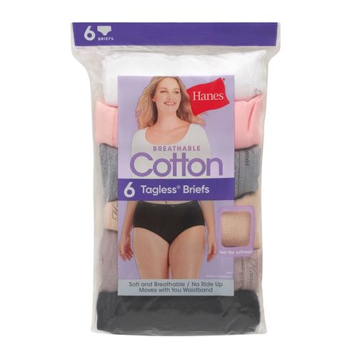 Bikini Hanes, Algodón para Mujer, 6 pack surtido -Talla 8