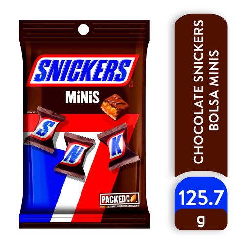 Chocolate Marca Snickers Minis Milk Chocolate, Maní Y Caramelo - 124.7g