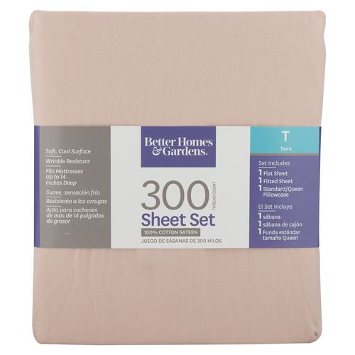 Sabana Indiviudal Better Homes & Gardens 300 Hilos Rosa