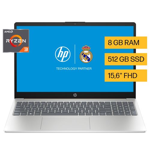 Laptop HP R3 8GB RAM 512GB almacenamiento pantalla de 15 pulgadas