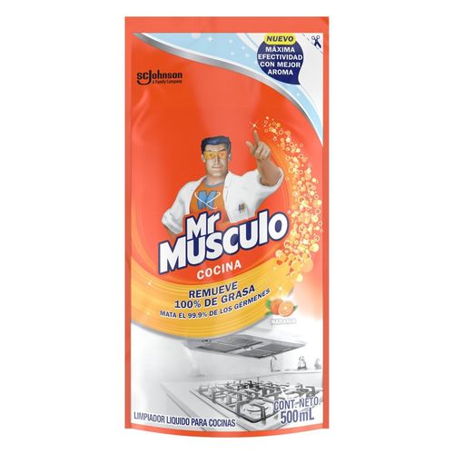 Desengrasante Mr. Músculo Limpiador Líquido para Cocina Naranja Repuesto 500 ml