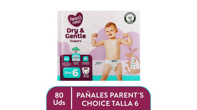 Comprar Pañales Parent's Choice Dry and Gentle T6 80 Unidades