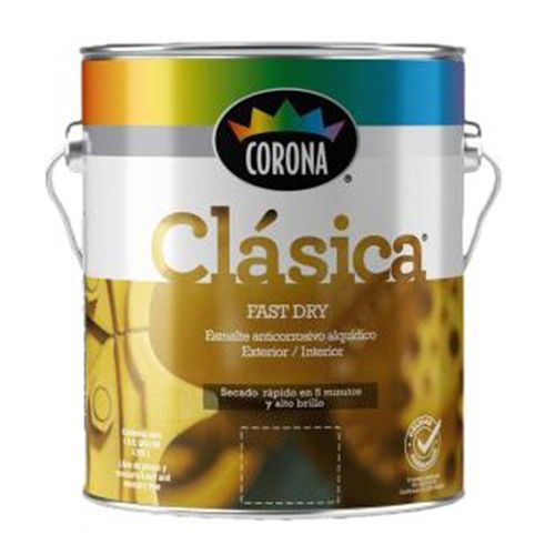 Pintura Marca Corona Clasica Anticorrosivo Fast Dry Color Blanco - 1 Galón