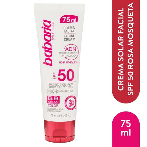 Protector solar facial Babaria rosa mosqueta FPS 50 - 75 ml