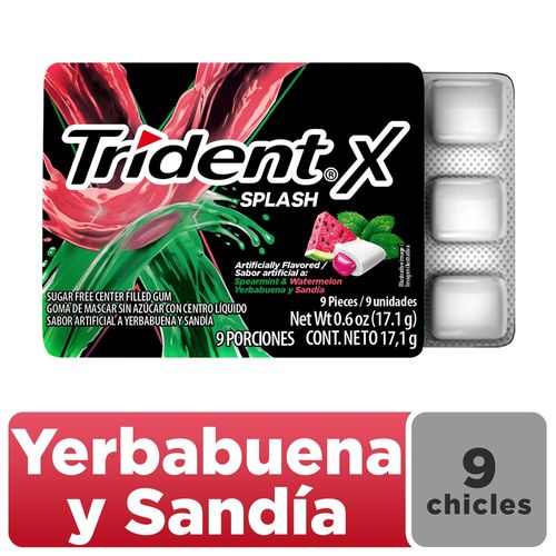 Goma Mascar Trident Splash Yerbabuena Y Sandía - 17.1g