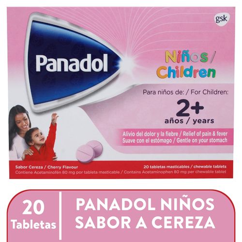 Tabletas Panadol Ninos  Masticables Cereza 20 Und