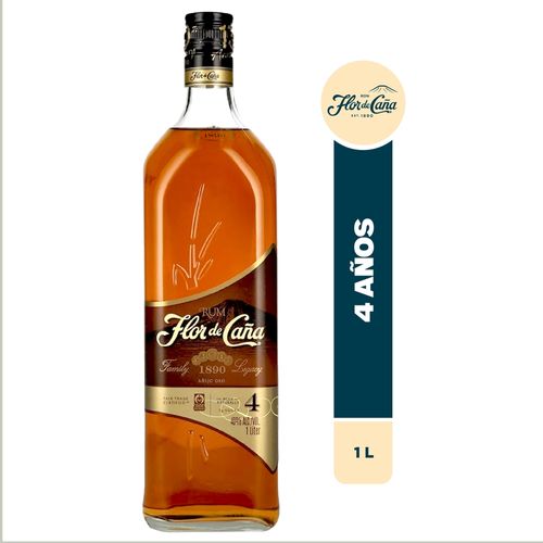 Ron Flor De Caña 4 Años Oro- 1Litro