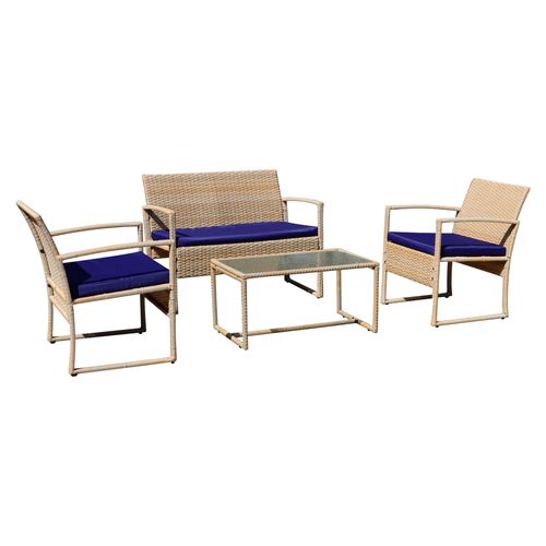 Juego de sala Mainstays color azul de rattan - 4 Pzas