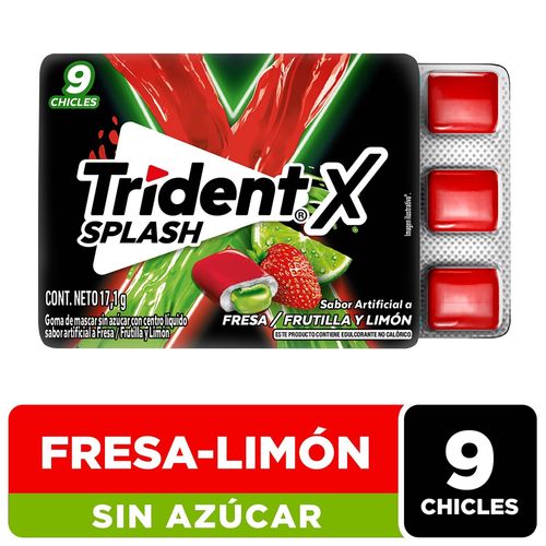 Goma de Mascar Chicle Trident Splash sabor Fresa Limón 9 unid