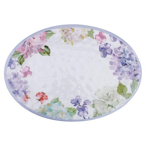 Ht Bandeja De Melamina Floral Ovalada