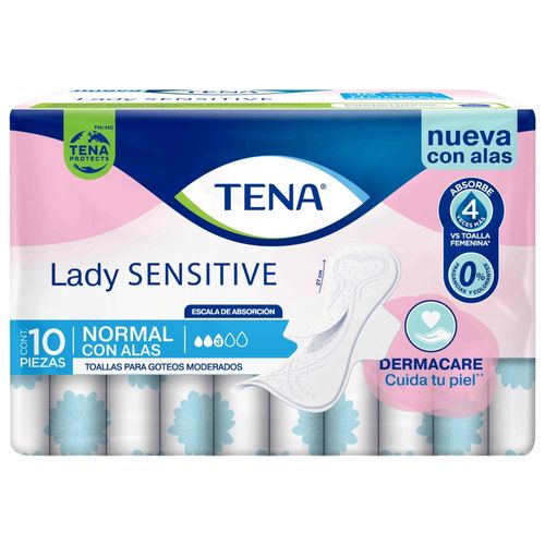 Tena Lady Sensitive Normal Alas - 10 unidades