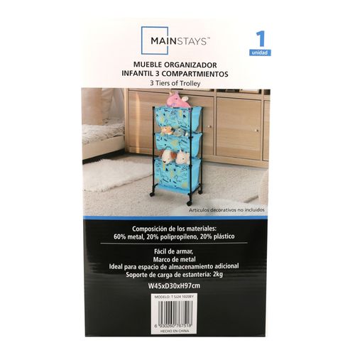 Mueble Mainstays organizador infantil 3 compartimientos azul