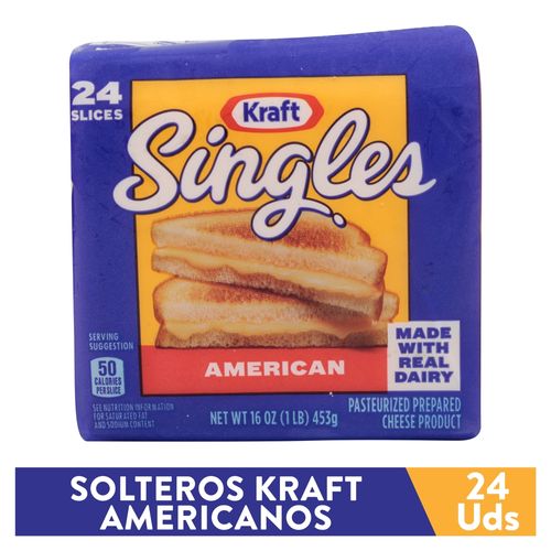 Queso Kraft Singles American 24un 453 Gr