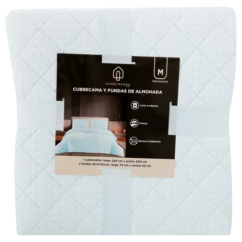 Cubrecama Home Trends matrimonial con fundas de almohada - 3 Pzas