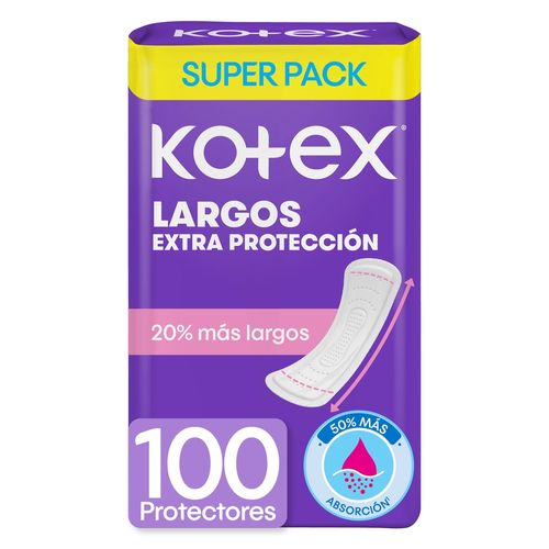 Protectores Diarios Kotex Largos - 100 Unidades