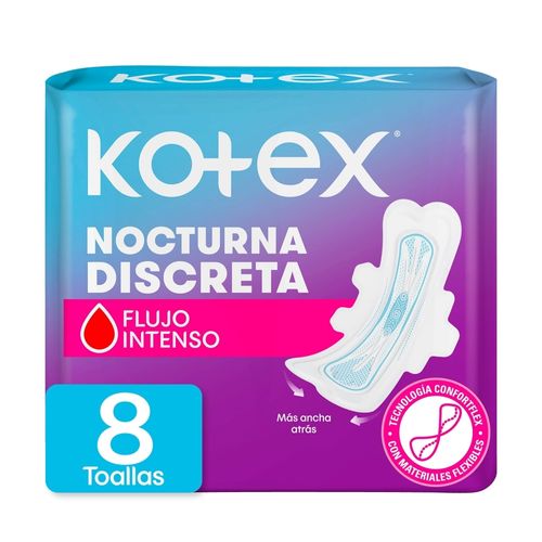 Toallas Femeninas Kotex Día y Noche Nocturna Alas Inteligentes - 8Uds