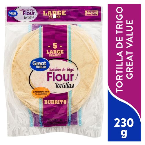 Tortilla Great Value De Trigo Para Burrito - 230 g