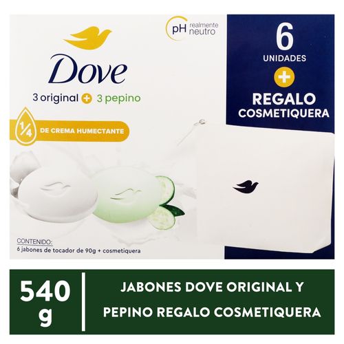 6pk Jabon Dove Orig Pepino Jaboner 540gr
