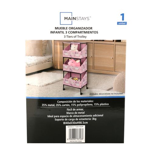 Mueble Mainstays organizador infantil 3 compartimientos rosado
