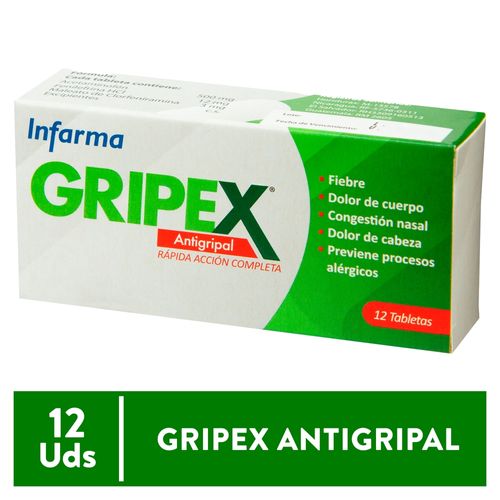 Antigripal Gripex para adulto caja 12 tabletas - Precio indicado por caja