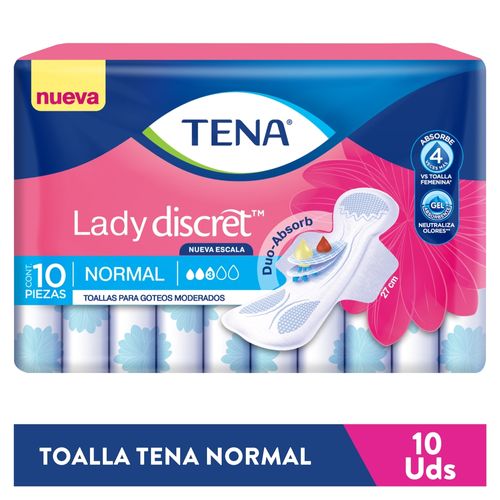 Toallas Para Incontinencia Tena ® Lady Discret Normal - 10 Unidades