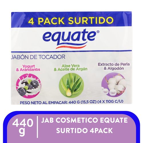 4 Pack Jabón De Tocador Equate  Surtido - 440gr