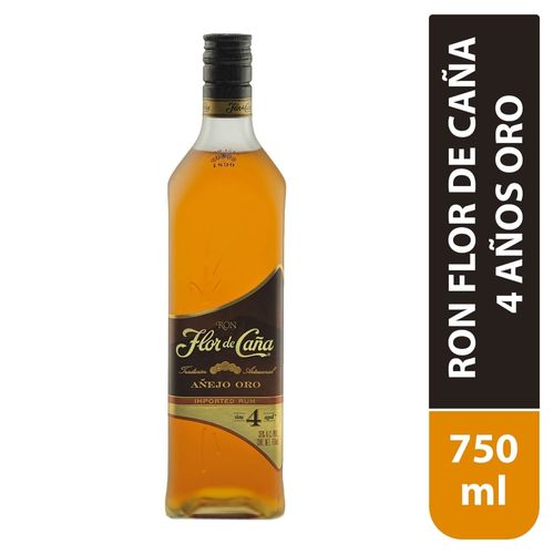 Ron Flor De Caña 4 Años Oro -750Ml
