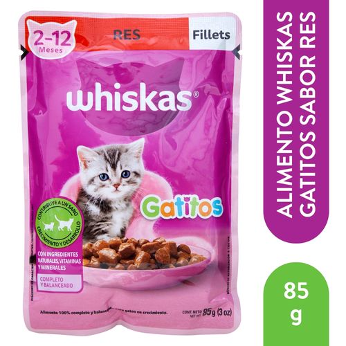 Alimento Húmedo Whiskas para Gatitos sabor Res - 85 g