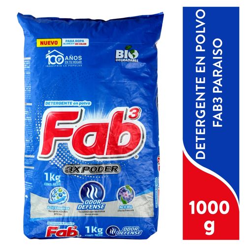 Detergente En Polvo Fab3 Actiblu 1Kg