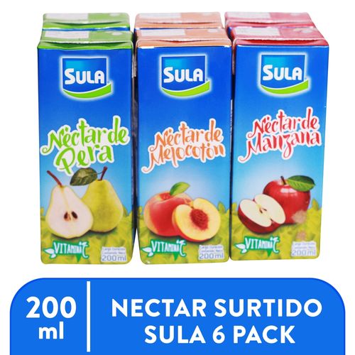 Jugos Sula Néctar de Manzana Melocoton y Pera 6 Pack - 200 ml