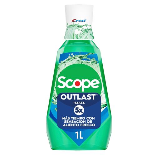Enjuague Bucal Crest Scope Outlast, Menta Fresca, 1L