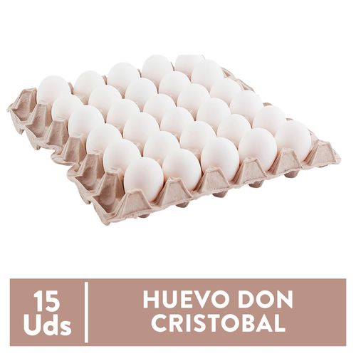 Huevo de Gallina Don Cristobal Blanco Grande - 15 Unidades