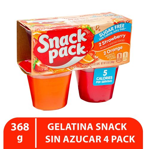 4 Pack Gelatina Snack Pack Naranja Sin Azucar - 92Gr