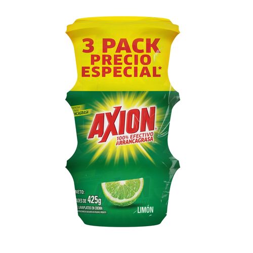 Lavaplatos Axion arrancagrasa limón en pasta 3 pack - 425 g
