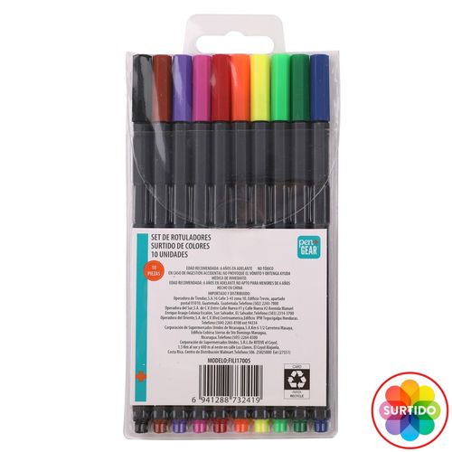 Rotuladores Pen Gear, Surtido de colores -10 pzas