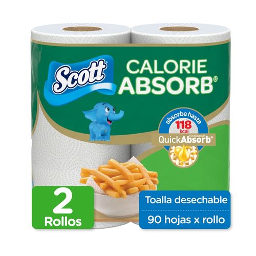 Toalla de Papel Scott Calorie Absorb - 2 Rollos 90 Hojas