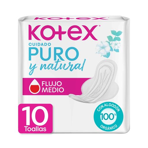 Toallas Higiénicas Kotex Puro y Natural - 10 Unidades