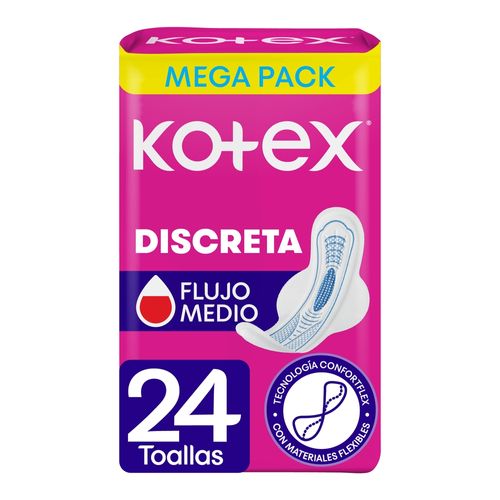 Toallas Higiénicas Femeninas Kotex Discreta - 24 Unidades