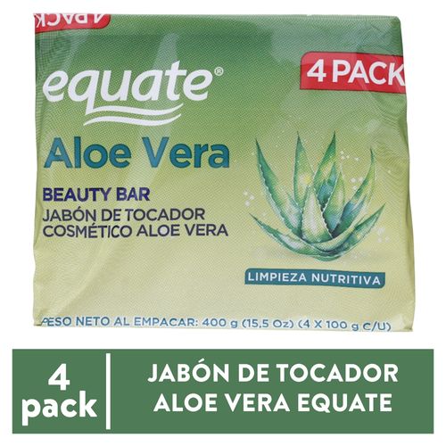 4 Pack Jabón De Tocador Equate Aloe Vera & Aceite De Argán - 440gr