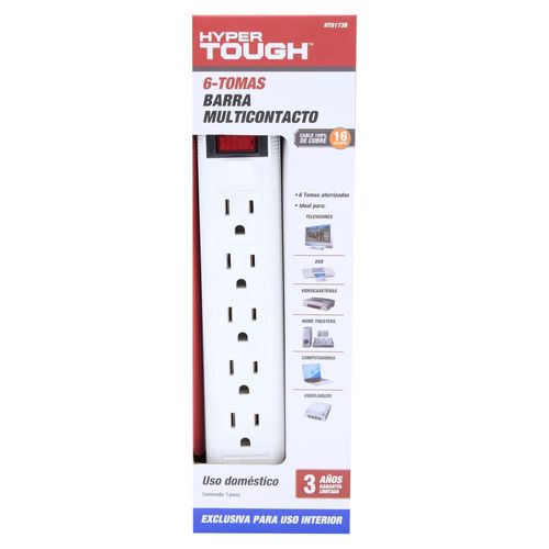 Extensiones y Contactos Hyper Tough Regleta Electrica 6 Toma Hyper Tough
