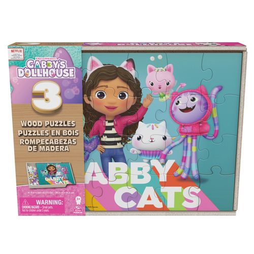 Juegos de mesa Gabbys Dollhouse rompecabeza de madera - 3 Uds