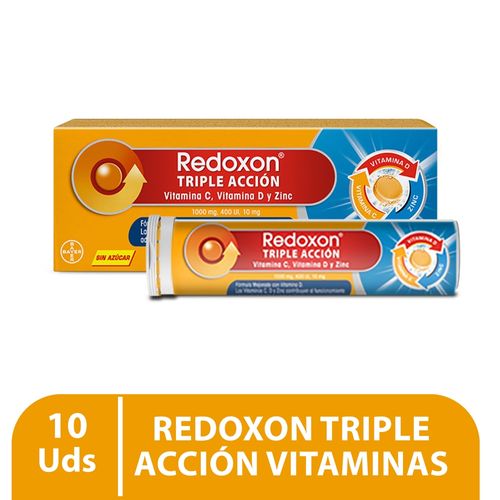 Vitaminas Redoxon triple acción caja 10 tabletas efervescentes - Precio indicado por caja