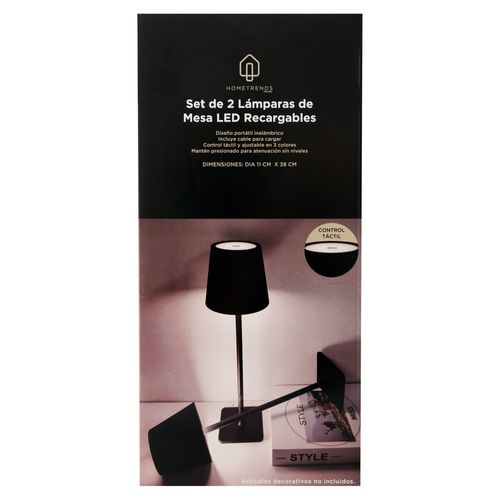 Ht Set 2 Lamparas Recargables Negra 38cm
