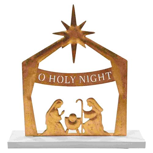 Adorno Holiday Time Sagrada Familia En Pesebre Dorado