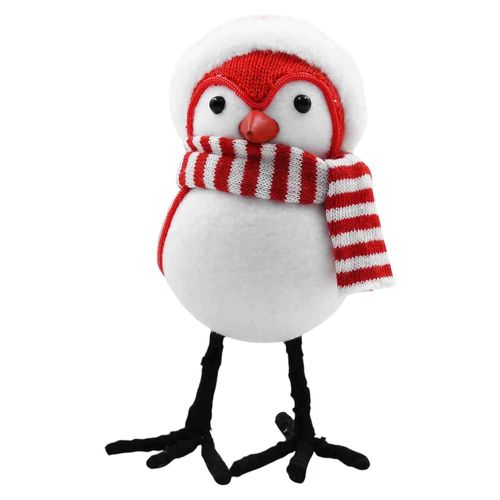 Pajarito Holiday Time Decorativo Blanco Y Rojo - 19 cm