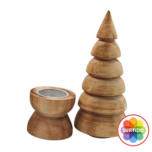 Portavela Arbol Madera 23cm